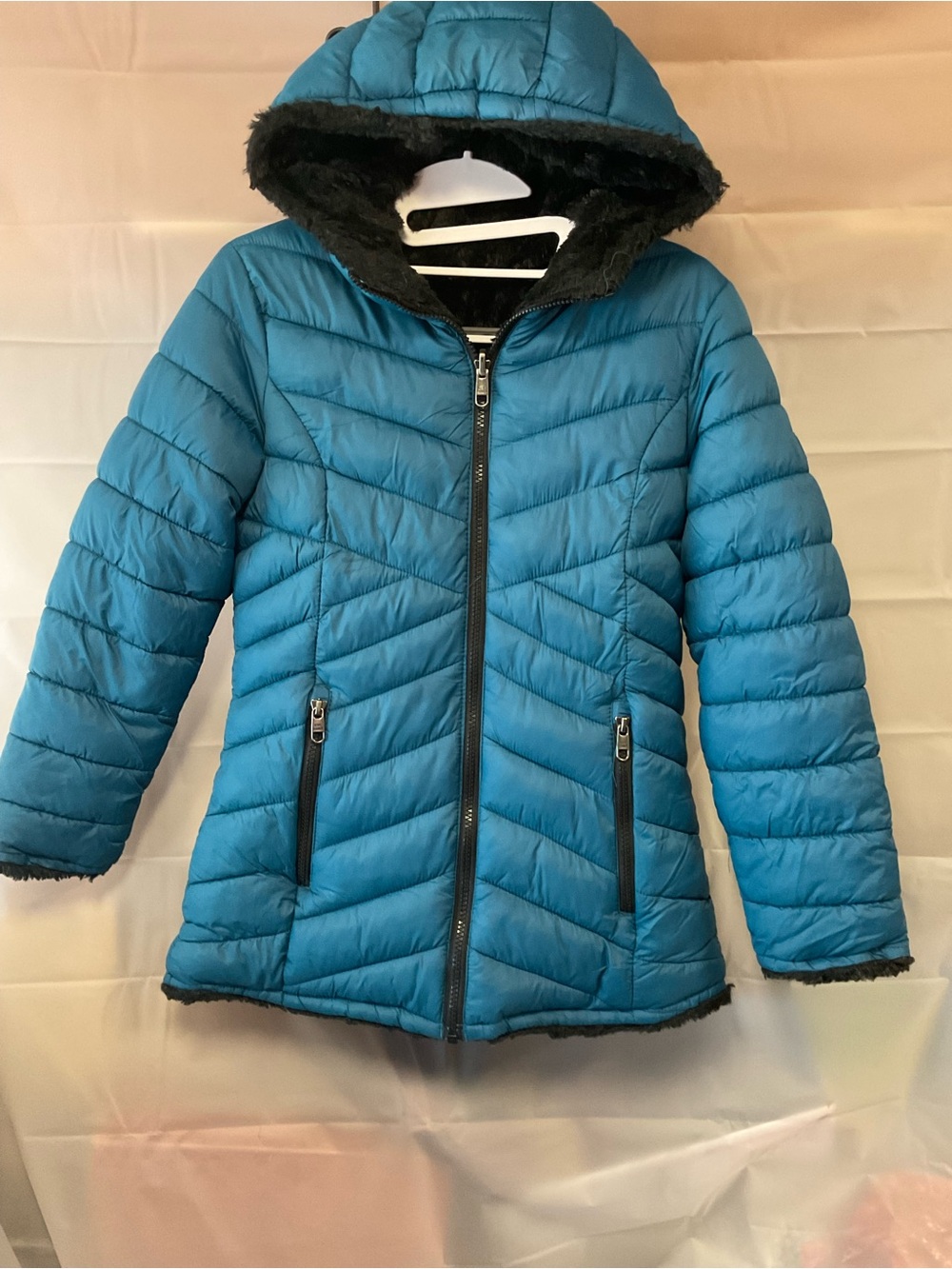 Steve Madden Reversible Girls Teal Hooded Quilted Puffer Jacket